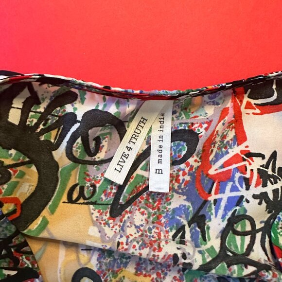 Graffiti Print Punk Top with Ruffled Sleeves, Size M – Bold and Edgy Statement - Picture 6 of 11